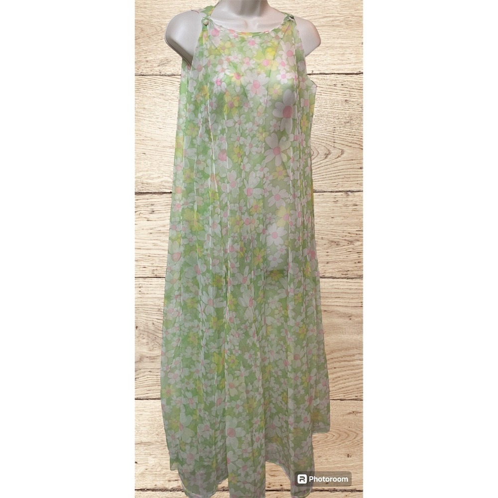 Vintage Van Roalte Hostess Dress Coverup Sheer Daisy Groovy Mod Size Small Rare